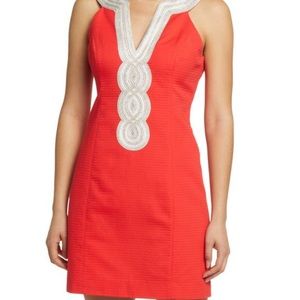 NWT Lilly Pulitzer Valli Shift Dress cayenne coral with gold Size 6